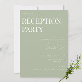 Elegante Sage Green Wedding Reception Einladung