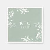 Elegante Sage Green Wedding Reception Serviette (Vorderseite)