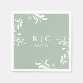 Elegante Sage Green Wedding Reception Serviette