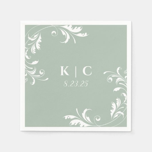 Elegante Sage Green Wedding Reception Serviette (Vorderseite)