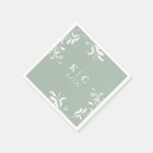 Elegante Sage Green Wedding Reception Serviette (Ecke)