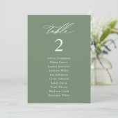 Elegante Sage Green Wedding Seating Chart Cards Einladung (Stehend Vorderseite)