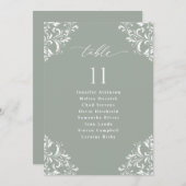 Elegante Sage Green Wedding Seating Chart Sign Car Einladung (Vorne/Hinten)