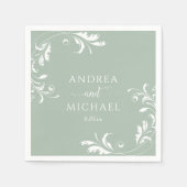 Elegante Sage Green Wedding Serviette (Vorderseite)
