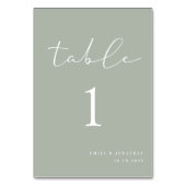 Elegante Sage Green Wedding Tischnummer (Rückseite)
