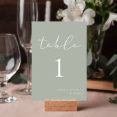 Elegante Sage Green Wedding Tischnummer