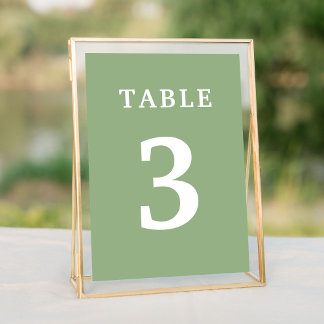 Elegante Sage Green Wedding Tischnummer