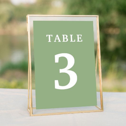 Elegante Sage Green Wedding Tischnummer