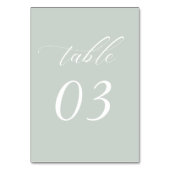 Elegante Sage Green Wedding Tischnummer (Vorderseite)