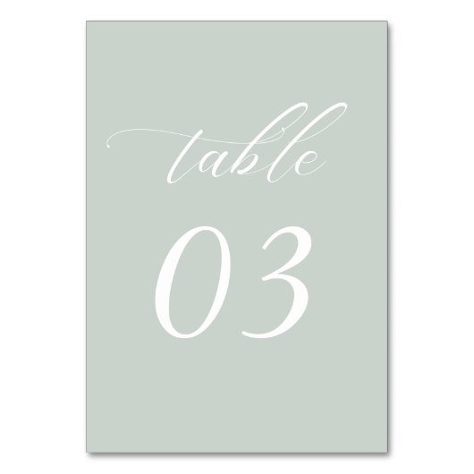 Elegante Sage Green Wedding Tischnummer (Vorderseite)