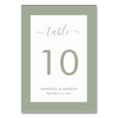 Elegante Sage Green Wedding Tischnummer (Vorderseite)