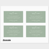 Elegante Sage Green Wedding Willkommensgeschenk Rechteckiger Aufkleber (Blatt)