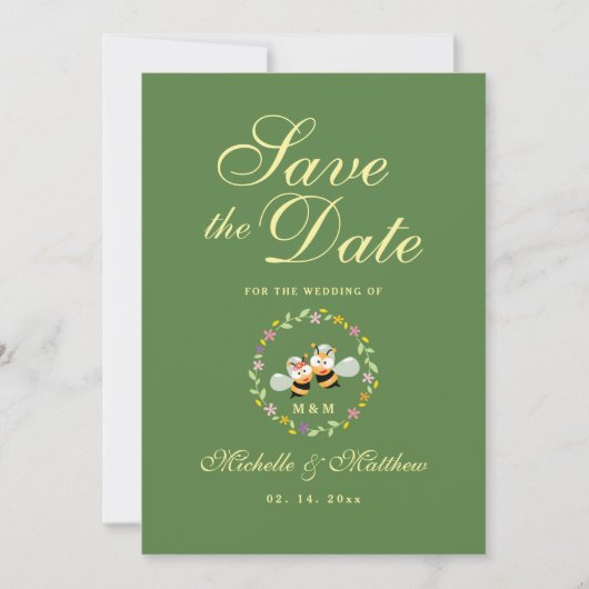 Elegante Sage Green Whimsical bedeutet Hochzeit zu Save The Date (Vorderseite)