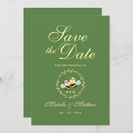 Elegante Sage Green Whimsical bedeutet Hochzeit zu Save The Date (Vorne/Hinten)