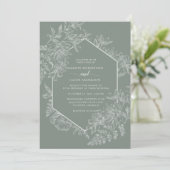 Elegante Sage Green White Geometric Floral Wedding Einladung (Stehend Vorderseite)