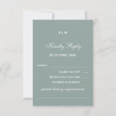 Elegante Sage Green White Modern Wedding RSVP Card Karte (Vorderseite)