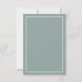 Elegante Sage Green White Modern Wedding RSVP Card Karte (Rückseite)