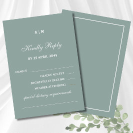 Elegante Sage Green White Modern Wedding RSVP Card Karte