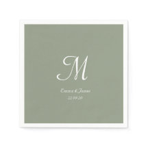 Elegante Sage Green & White Monogram Wedding Party