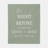 Elegante Sage Green & White Name Datum Hochzeit Fleecedecke (Vorderseite)