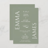 Elegante Sage Green, White Schriftart Bold Script Einladung (Vorne/Hinten)
