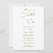 Elegante Sage Green & White Wedding Tischnummer (Vorderseite)