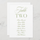 Elegante Sage Green & White Wedding Tischnummer (Vorne/Hinten)