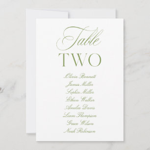 Elegante Sage Green & White Wedding Tischnummer