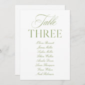 Elegante Sage Green & White Wedding Tischnummer (Vorne/Hinten)