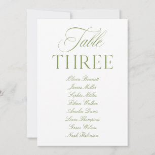 Elegante Sage Green & White Wedding Tischnummer