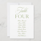 Elegante Sage Green & White Wedding Tischnummer (Vorderseite)