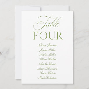 Elegante Sage Green & White Wedding Tischnummer