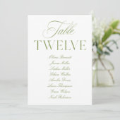 Elegante Sage Green & White Wedding Tischnummer (Stehend Vorderseite)