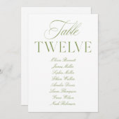 Elegante Sage Green & White Wedding Tischnummer (Vorne/Hinten)