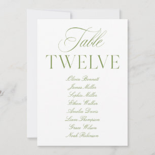 Elegante Sage Green & White Wedding Tischnummer