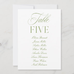 Elegante Sage Green & White Wedding Tischnummer