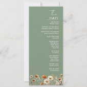 Elegante Sage Green Wildblume Wedding Program Card Einladung (Rückseite)
