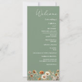 Elegante Sage Green Wildblume Wedding Program Card Einladung (Vorderseite)