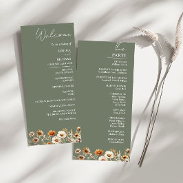 Elegante Sage Green Wildblume Wedding Program Card Einladung