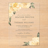 Elegante Sage Green Yellow Floral Wedding Acryleinladungen (Vorderseite)
