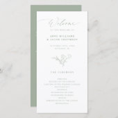 Elegante Sage Greenery Boho Floral Wedding Program (Vorne/Hinten)