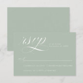 Elegante Sage Gren Calligraphy Wedding RSVP Card Karte (Vorne/Hinten)