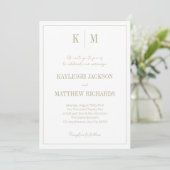 Elegante Sage-Grün-Monogramm-Hochzeit  Einladung (Stehend Vorderseite)