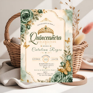 Elegante Sage-Grün Quinceañera Einladung