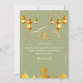Elegante Sage-Grün- und Gold-Moschee-Bogen-Iftar Einladung (Rückseite)