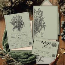 Elegante Sage-Grün Vintage-Floral Boho-Hochzeit
