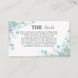 Elegante Sage Grüne botanische Details Hochzeit Begleitkarte