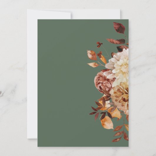 Elegante Sage-Hochzeit im Herbst Einladung (Rückseite)