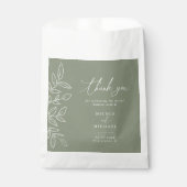 Elegante Sage Minimalistische Blätter Hochzeit Vie Geschenktütchen (Vorderseite)
