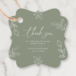 Elegante Sage Minimalistische Blätter Vielen Dank Geschenkanhänger